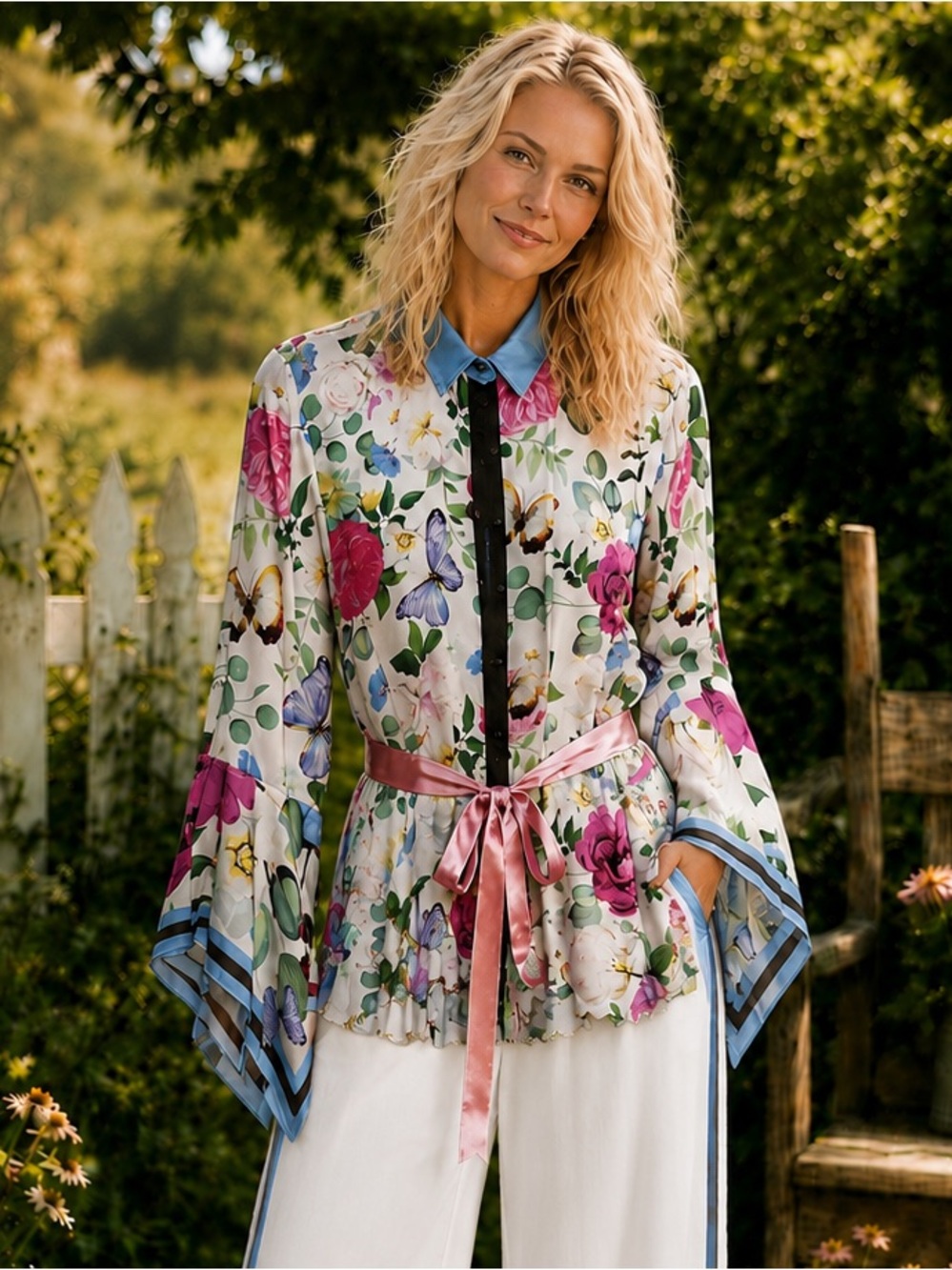 ❤️🔥 Aratta XL Silent Journey Floral Butterfly Tunic Top NWT A-79
